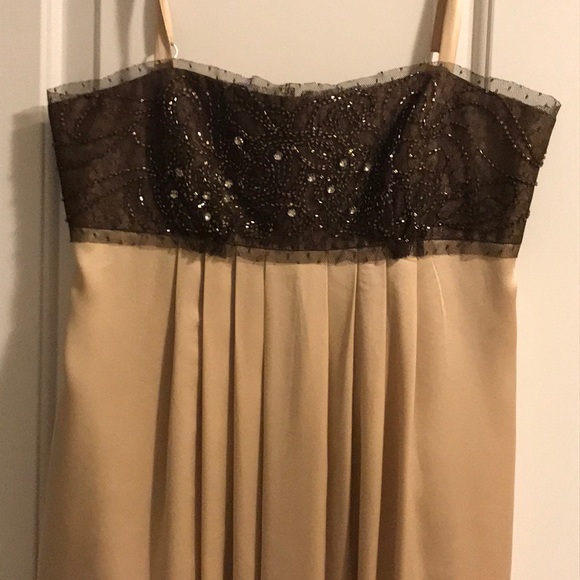 BCBG Maxazria Beaded Silk Champagne Dress Size 4 - Picture 2 of 3